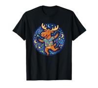Dancing Moose in Cosmic Night Sky T-Shirt