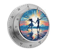 Dancing on Water Mechanical Kitchen Timer for Cooking 60 Min with Magnetic Backing Loud Alarm,Stainless Steel Wind Up Countdown Timer Cute Egg Timers for Cooking Studying Gaming Classroom Office Gym