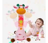 Dancing Pink Giraffe Toy Singing Talking Recording Giraffe Plush Doll | Volume Control Interactive Swinging Baby Plush Toys Repeat What You Say Glows Musical Stuffed Animal