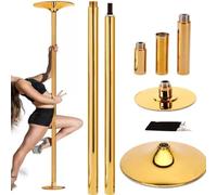 Dancing Pole,Fixed Dance Pole For Home, Portable & Removable Stripper Fitness Pole, Adjustable Height, Static And Rotating, Dance Pole For Beginners Exercise(Color:Gold)