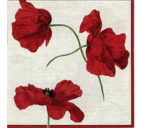 Dancing Poppies Ivory Flowers Caspari Lunch Paper Napkins 20 in Pack 3 ply 33 cm Square