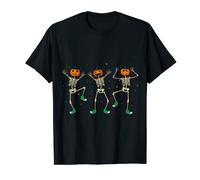 Dancing Pumpkin head Skeletons in cool sneakers halloween T-Shirt