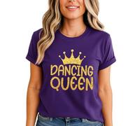 Dancing Queen Gold Glitter Vintage Nostalgic Slogan Text Graphic Womens T Shirt Mothers Day Retro Music Tee XL (18-20)