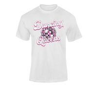 Dancing Queen Retro Disco Style T Shirt 70s 80s Vintage Party top For Kids And Adults White S Style2