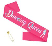 Dancing Queen Sash with Iridescent Foil, Hot Pink Disco Bachelorette Party Sashes for Bridal Shower, Birthday Sash for Girls Women, Mamma Mia Party Sashes Decorations(Hot Pink + Iridescent)