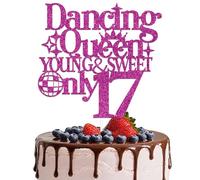 Dancing Queen Young & Sweet Only 17 Cake Topper 17th Birthday Party Decorations Dancing Queen Decorations Rose Red