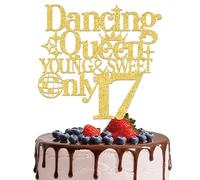 Dancing Queen Young & Sweet Only 17 Cake Topper 17th Birthday Party Decorations Dancing Queen Decorations Gold