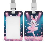Dancing Rabbit ID Badge Holder - Retractable Badge Reel, Vertical Card Name Tag Holder with Breakaway Lanyard, ID Cards Holders Case for Nurse Security Staff Women Men