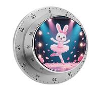 Dancing Rabbit Kitchen Timer 60 Minute Visual Wind Up Timers Indoor Mechanical Timers with Magnetic Base Stainless Steel Timer for Home Cooking Time Management Tool