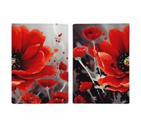 Dancing Red Flower Passport Holder with Card And Ticket Slot, PU Leather Passport Case Easy Access, Travel Essentials Document Organizer Waterproof Travel Wallet for Men Women