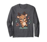 Dancing Reindeer with Music Notes Long Sleeve T-Shirt