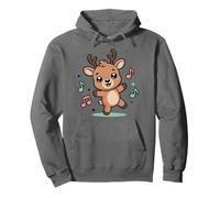 Dancing Reindeer With Music Notes Pullover Hoodie