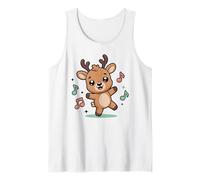 Dancing Reindeer with Music Notes Tank Top