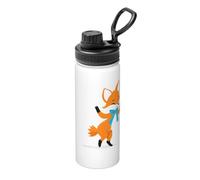 Dancing Ribbon Fox 18oz Bulk Insulated Water Bottle, Stainless Steel with Lid for Adults. Ideal for Everyday Use and Outdoor Activities