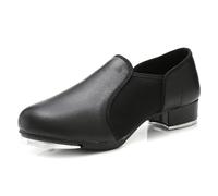 Dancing Shoes for Men Women Leather Ballroom Dance Shoes Modern Slip on Jazz Tap Shoes,Black,2 UK