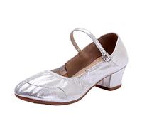 Dancing Shoes Women,Women's Round Closed Toe Slip On Comfort Work Ballet Flats,Chunky Supportive Shoes Lightweight Flexible Sandals Single Strap Block Heel Slides Stylish Comfortable Footwear