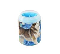 Dancing Siberian Husky Dog Oil Painting Portable Paw Washer Cup Soft Silicone Bristles Pets Cleaning Kit for Small Medium Large Breed Dogs/Cats