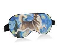 Dancing Siberian Husky Dog Oil Painting Travel Essential Eye mask for Sleep with Elastic Adjustable Band Blackout Camping Eye mask Sleep Travel