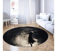 Dancing Silhouette Guest Room Circle Door Mat 100cm - Entryway Non Slip Foldable Round Area Rugs for Living Room Bedside Under Table Hallway