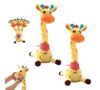 Dancing Singing Talking Recording Giraffe Toys with Volume Control Function, Giraffe tummy time toy, Glowing Stuffed Animals, USB Charging, With 10 Children's Songs (Yellow*2)