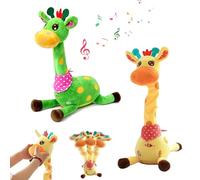 Dancing Singing Talking Recording Giraffe Toys with Volume Control Function, Giraffe tummy time toy, Glowing Stuffed Animals, USB Charging, With 10 Children's Songs (Yellow+Green)
