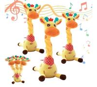 Dancing Singing Talking Recording Giraffe,Volume Control Singing Dancing Giraffe Light up Twisting,Talking Speaking Repeat What You Say Interactive Voice Imitation (3PCS)