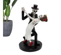 Dancing Skeleton Couple Figurine - Gothic Resin Lovers Statue, Romantic Sugar Skull Decor | Handcrafted Skeleton Bride Groom Ornament, Halloween Wedding Day Of Dead Decoration For Home Office Bar Disp