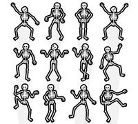 Dancing Skeleton Halloween Cupcake Toppers, Black Party Cake Decorations, 12 Pack Horror Theme Party Supplies