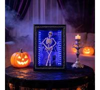 Dancing Skeleton Infinity Mirror, Halloween LED Wall Decor
