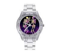 Dancing Skeleton Lovers Men's Business Watch Fashion Stainless Steel Wristwatches Custom Easy Read Watches for Women