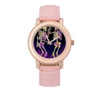 Dancing Skeleton Lovers Women's Custom Watch Fashion Soft Strap Wristwatches Gifts for Birthdays Valentine's Day