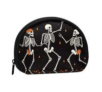 Dancing Skeleton Prints Coin Purse Shell Mini Pouch Wallet Change Bag for Women Girls Kids