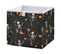 Dancing Skeleton Pumpkin Cube Storage Boxes 28x28x28 cm Square Bins Collapsible Cube Box Organiser for Organising Clothes