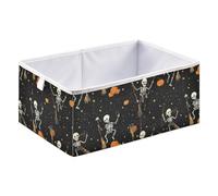 Dancing Skeleton Pumpkin Cube Storage Boxes 40x27x17 cm Square Bins Collapsible Cube Box Organiser for Organising Clothes
