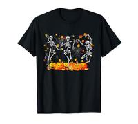 Dancing Skeletons Dance Challenge Autumn Pumpkin Halloween T-Shirt