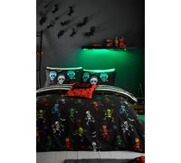 Bedlam - Halloween Skeleton Duvet Cover - Double Bedding Size (200 x 200cm) - Reversible (2 Designs) - Glow in the Dark Duvet Cover - Dancing Skeletons & Skulls Duvet Cover - Halloween Bedding & Decor