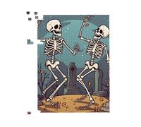Dancing Skeletons In A Graveyard Jigsaw Puzzle Warren Reed - Designer Black 500 Piece