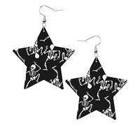 Dancing Skeletons Star Shape Shaped Leather Earrings Women Girls Simple Dangle Earrings Gifts for Her