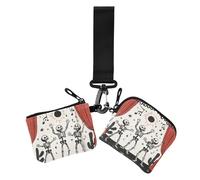 Dancing Skull Black Dual Wristlet Wallets for Women Slim Portable Identity Card Protector with Keychain for Woman 2 Pcs, dancing skull black, One Size, Casual
