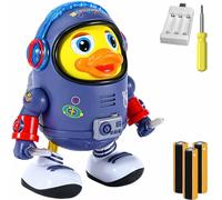 Dancing Space Duck Toy, Light-Up Musical Dancing Space Ducks Walking Toy with Music & LED Lights, Interactive Educational Sound Toys for Toddlers 1 2 3 Years Old Boys & Girls(Duck)