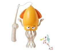 Dancing Squid Baby Toy - Interactive Crawling Octopus for Tummy Time, LED Light-Up Tentacles, Musical Movement, Smart Obstacle Avoidance, Fun Sensory Toy for Floor Play(Yellow+Rod)