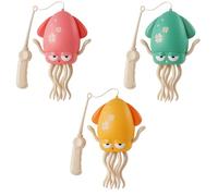 Dancing Squid Baby Toy - Interactive Crawling Octopus for Tummy Time, LED Light-Up Tentacles, Musical Movement, Smart Obstacle Avoidance, Fun Sensory Toy for Floor Play(3 Fishing Rod Pack)