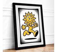 Dancing Sun Retro Framed Wall Art Print A1 Black