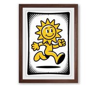 Dancing Sun Retro Framed Wall Art Print A4 (29.7×21cm) Walnut, Wall Decor for Living Room, Bedroom, Office & Home, Ready to Hang, Art Gift