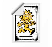 Dancing Sun Retro Unframed Wall Art Print A4 (29.7×21cm), Wall Decor for Living Room, Bedroom, Office & Home, Art Gift