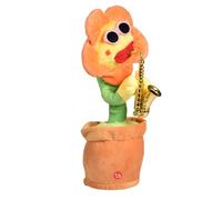 Dancing Sunflower Toy - Plush Knitted Saxophone Doll | 80 Song Upgraded LED Light Function | This Funny Singing Flower Wears Sunglasses And Moves To Music For Kids Entertainment