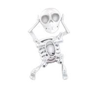 Dancing Swinging Skull Toy, 6X10X17CM Halloween Skeleton Desktop Ornament, Funny Animated Halloween Skull Toy with Spring Clockwork, Stress Relieve Wind Up Shaking Skeleton Figure, for Kids & Adults