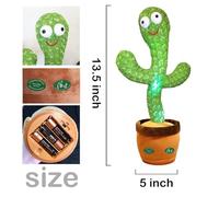 Dancing Talking Cactus Toy Mimic Voice 15s Recording 120 Songs LED Lights - Singing Interactive Toy for Toddlers & Kids
