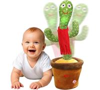 Dancing Talking Cactus Toy, Volume Control Singing Cactus Toy, Repeating What You Say, Speaking Toy for Baby Encourage Speech, Interactive Voice Recording Plush Toy, Birthday Gifts for Kids(Red Scarf)