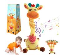 Dancing Talking Giraffe Toy, Musical Singing Tummy Time Giraffe with Shining LED Lights, Interactive Stuffed Toy Repeats What You Say, Adjustable Volume Function(Remote control)